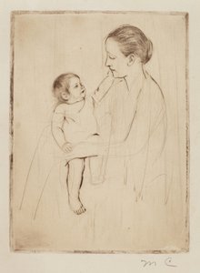 1891年頃の「The Caress」。 作： Mary Cassatt