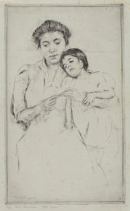 かぎ針編みのレッスン、c。 1902年。 作： Mary Cassatt