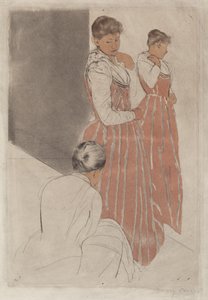 フィッティング、1890-1891。 作： Mary Cassatt