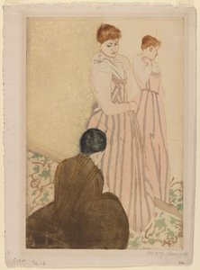 フィッティング、1890-1891。 作： Mary Cassatt