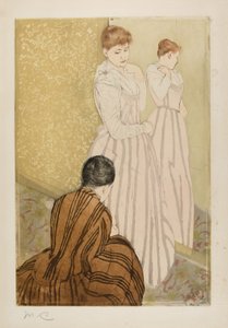 フィッティング、1890-91 作： Mary Cassatt
