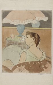ランプ、1890-91 作： Mary Cassatt