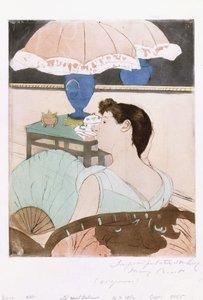 ランプ、1890-91 作： Mary Cassatt