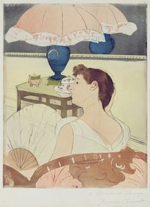 ランプ、1891年（紙に乾物、ソフトグラウンド、アクアチント） 作： Mary Cassatt