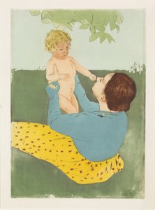 馬栗の木の下で、1896-97年（ドライポイントとアクアチントの色） 作： Mary Cassatt