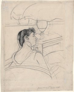女とランプ 作： Mary Cassatt