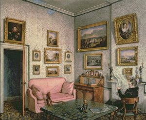 ノークリフ大佐のラングトンホールでの研究、1837年頃 作： Mary Ellen Best