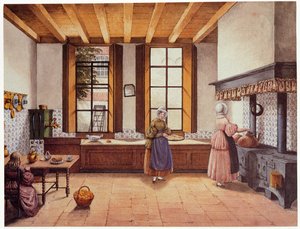 Zwijnshoofd Hotel at Arnhem、1838のキッチン