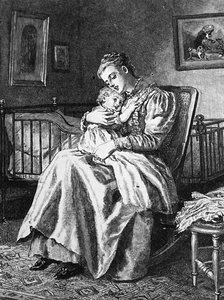 子供を抱きしめる母親 作： Mary Ellen Edwards