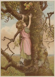 最後のリンゴのために登る少女（クロモリト） 作： Mary Ellen Edwards