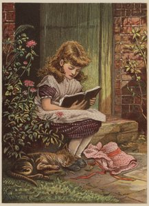 読書する少女（クロモリト） 作： Mary Ellen Edwards