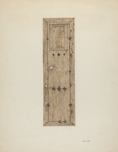 銅を貼ったドア 一対のうちの一つ 1939年頃 作： Mary Hansen