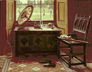 ローンテニスシーズン、1881年（カードに油彩） 作： Mary Hayllar