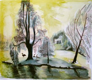 ストウヘッド、夕方の湖、2006年（水彩） 作： Mary Kuper