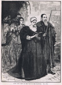 足場1554に向かう途中のジェーン・グレイ夫人 作： Mary L. Gow