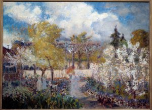 ジヴェルニーのクロード・モネの庭 メアリー・マック・モニーズ (1858-1946) による絵画 1901. ヴァーノン、プーラン美術館。 作： Mary Louise MacMonnies