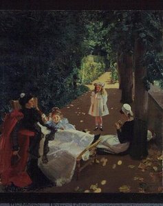 公園、1900年頃（キャンバスに油彩） 作： Mary Louise MacMonnies
