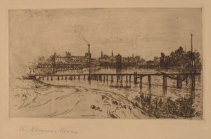 ニュージャージー州ニューアーク、パセーイクから 作： Mary Nimmo Moran