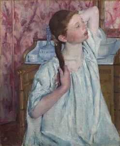 髪を整える女の子 作： Mary Stevenson Cassatt