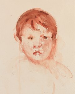 子供の頭、19世紀後半から20世紀初頭（紙に水彩） 作： Mary Stevenson Cassatt