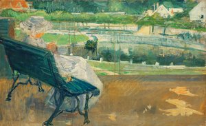 ポーチに座ったリディア、かぎ針編み、1881年 作： Mary Cassatt