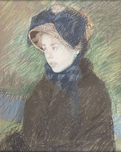 若い女の子の肖像、1880年頃（紙にパステル） 作： Mary Stevenson Cassatt