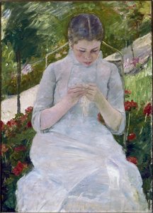 縫う女（油彩・キャンバス 作： Mary Stevenson Cassatt