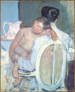 子供と腕を組んで座っている女性、1890年頃 作： Mary Cassatt