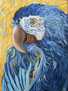 鮮やかな青色のコンゴウインコ 作： 