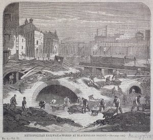 ブラックフライアーズ ブリッジ、ロンドン、1863 年 作： Mason Jackson