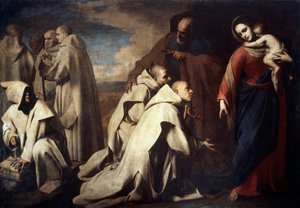 ローマの教皇庁で開催された「聖ブルーノの信者を慰める聖母と聖ペテロ」（油彩・キャンバス 作： Massimo Stanzione