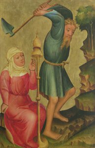 アダムとイブの仕事、グラボーの祭壇画の詳細、1379-83（パネル上のテンペラ） 作： Master Bertram of Minden