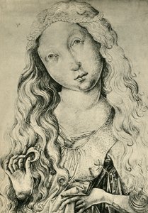 指輪をはめた女性の肖像、聖キャサリン、1450～1470年、1943年。 作： Master ES