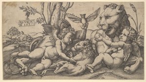 プッティとライオン」1547年