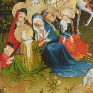 ハンブルクの聖ヨハネ教会の聖トーマス祭壇のはりつけの女性グループ、1424年に開始（パネルに油彩と油）