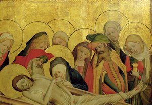 ハンブルクの聖ヨハネ教会の聖トーマス祭壇の墓碑のパネルは1424年に始まりました（パネルに油彩と油）（144552の詳細）