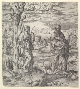 風景の中の聖ヨハネとアンソニー」 1544-45年頃 作： Master IQV