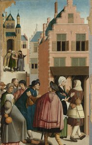 慈悲の七つのわざ 七つの慈悲の作品を描いたポリプティクのパネル: 旅人を保護する 作： Master of Alkmaar