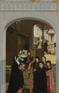 慈悲の七つのわざ 7つの慈悲の作品を持つポリプティクのパネル：病人を見舞う