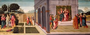 庭園でのスザンナと長老たち、そして長老たちの前でのスザンナの裁判、1500年頃。 作： Master of Apollo and Daphne
