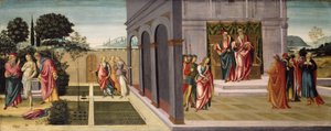 庭のスザンナと長老、そして長老の前でのスザンナの裁判、1500年頃 作： Master of Apollo and Daphne