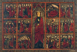 彼女の人生からのシーンを持つ聖ウルスラ 作： Master of Bierge
