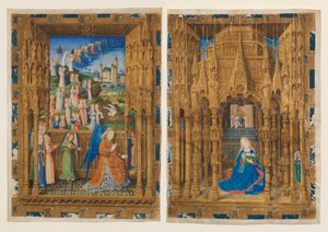 1465年、フランスのシャルルの時間より「受胎告知」。 作： Master of Charles of France