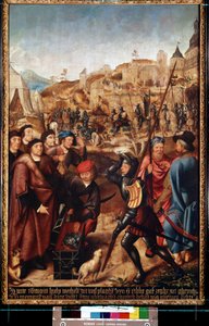 Saint Rombaut の伝説 (The Legend of Saint Rumbold)。 フランクフルトの巨匠（1460年～1533年頃）による絵画。 木に油彩。 フランダース・ルネサンス美術。 エルミタージュ美術館、サンクトペテルブルク。