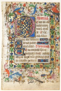 ブックのリーフ：葉状の境界線で装飾された初期D [eus]、1430年代。 作： Master of Guillebert de Mets