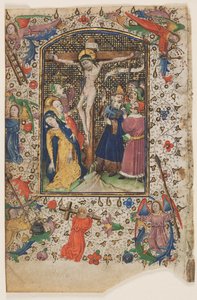 時間の本からの葉: 磔刑 作： Master of Guillebert de Mets