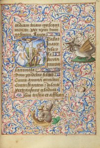 イニシャルS剣で貫かれた聖母の心臓と磔刑 作： Master of Jean Rolin II (Hand B)
