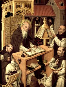 スクリプトリウムの聖ジェローム、1485年頃 作： Master of Monasterio de Santa María
