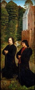 「靴職人組合の 2 人の代表者」、c1492-c1494 作： Master of Saint Crispin and Crispinian
