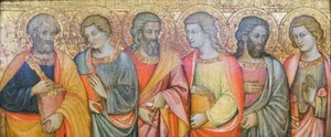 Apóstolos, Pedro, João, André, Filipe ?, Simão ?, Tomé ?, Maestro di san Davino (óleo sobre painel), virada do século XV (óleo sobre painel) 作： Master of San Davino